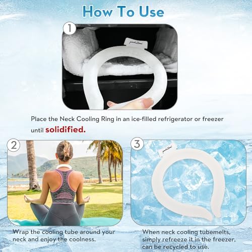 2PCS Neck Cooling Tube, Reusable Ice Neck Cool Ring Wearable Body Cooling Products for Indoor Outdoor, Neck Coolers for Hot Weather - Image 3