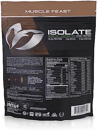 Muscle Feast Grass-Fed Whey Protein Isolate, All Natural Hormone Free Pasture Raised, Chocolate, 2lb (37 Servings) - Image 7