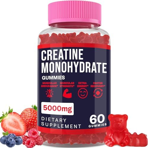 Creatine Monohydrate Gummies for Men & Women, Taurine&B6, Chewable Creatine Supplement for Maximum Strength, Muscle Growth, Energy & Endurance - 5g Per Serving, Low Sugar, Organic Ingredients - 1 Pack - Image 2