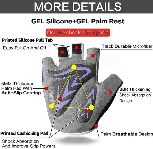 FIGNER Ten Kids Junior Cycling Gloves Outdoor Sport Road Mountain Bike, Fit Boy Girl Youth Age 2-11, Gel Padding Bicycle Half Finger Pair - Image 3