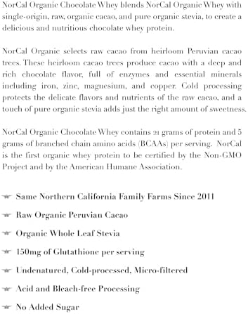 NorCal Organic Chocolate Whey Protein - 2lbs | 100% USA Grass-Fed, USDA Certified | Naturally Flavored with Raw Cacao from California Family Farms - Image 6