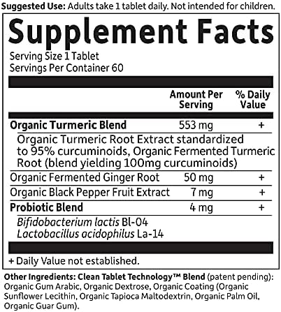 Garden of Life Organics Extra Strength Turmeric Inflammatory Response 60 Tablets-100mg Curcumin (95% Curcuminoids) Black Pepper, Probiotics, Organic Non-GMO Vegan Gluten Free Herbal Supplement - Image 7