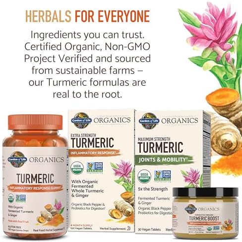 Garden of Life Organics Extra Strength Turmeric Inflammatory Response 60 Tablets-100mg Curcumin (95% Curcuminoids) Black Pepper, Probiotics, Organic Non-GMO Vegan Gluten Free Herbal Supplement - Image 8