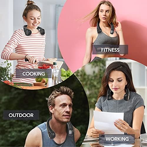 Portable Neck Fan, Hands Free Bladeless 360° Cooling Personal Fan,Wearable Quiet Fan for Outdoor Indoor, Gifts for Men Women, 4000mAh Battery Operated, USB Rechargeable, 3-Speeds(Black Graffiti) - Image 7