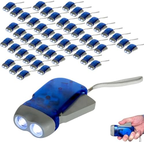 Evelots Hand Crank Emergency Flashlights -48 Pack- Camping , Home , Car - Double LED Bright Lights - Great for Hiking , Outdoor Sports , Power Outage Easy to Use - Image 2