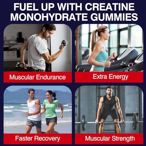Creatine Monohydrate Gummies for Men & Women, Taurine&B6, Chewable Creatine Supplement for Maximum Strength, Muscle Growth, Energy & Endurance - 5g Per Serving, Low Sugar, Organic Ingredients - 1 Pack - Image 6