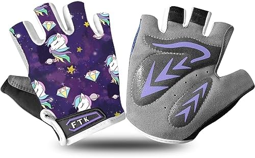 FIGNER Ten Kids Junior Cycling Gloves Outdoor Sport Road Mountain Bike, Fit Boy Girl Youth Age 2-11, Gel Padding Bicycle Half Finger Pair - Image 2