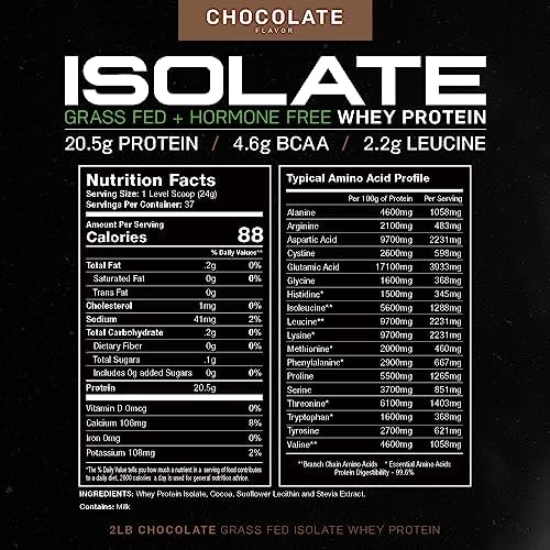 Muscle Feast Grass-Fed Whey Protein Isolate, All Natural Hormone Free Pasture Raised, Chocolate, 2lb (37 Servings) - Image 6