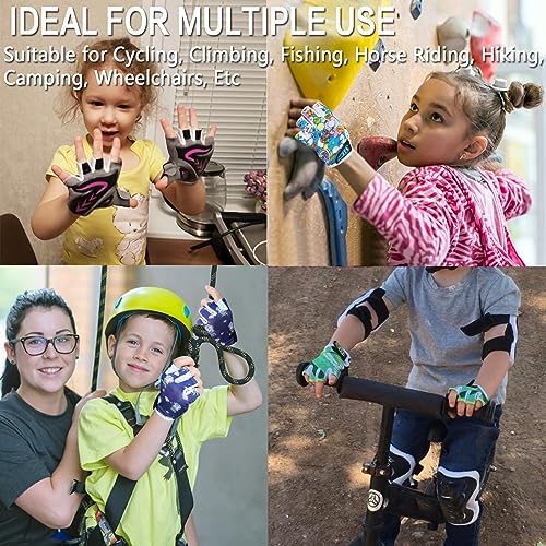 FIGNER Ten Kids Junior Cycling Gloves Outdoor Sport Road Mountain Bike, Fit Boy Girl Youth Age 2-11, Gel Padding Bicycle Half Finger Pair - Image 6