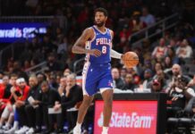 76ers star Paul George suffers hyperextended left knee