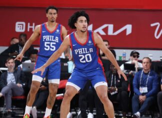 76ers say Jared McCain not concussed after hard fall vs. Nets