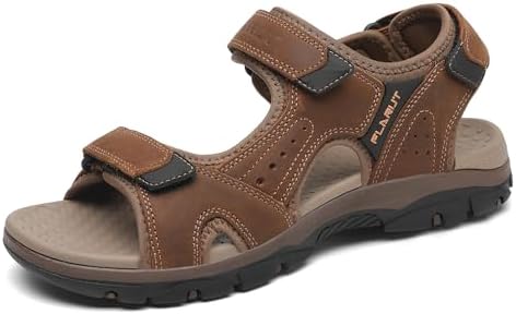 FLARUT Men's Athletic Sandals Sport Outdoor Hiking Sandals Open Toe Leather Walking Sandals Beach Water Shoes - Image 9