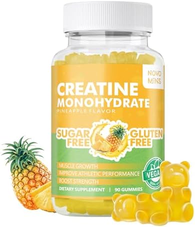 Creatine Monohydrate Gummies 5000mg for Men & Women, Chewables Creatine Monohydrate for Muscle Strength, Muscle Builder, Energy Boost, Pre-Workout Supplement(90 Count)-Pineapple Flavor - Image 2