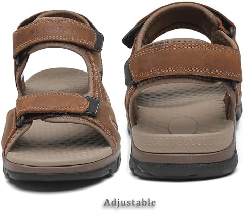FLARUT Men's Athletic Sandals Sport Outdoor Hiking Sandals Open Toe Leather Walking Sandals Beach Water Shoes - Image 4