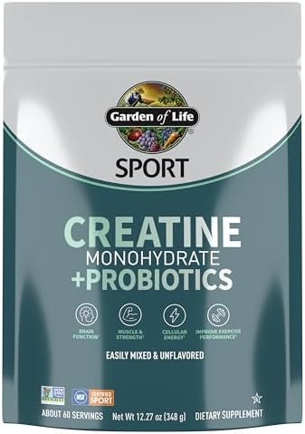 Garden of Life Creatine Monohydrate Powder for Women and Men, Micronized Pre Workout with Probiotics for Muscle, Strength, Performance, Sport Amino Energy, About 60 Easy to Mix Unflavored Servings - Image 2