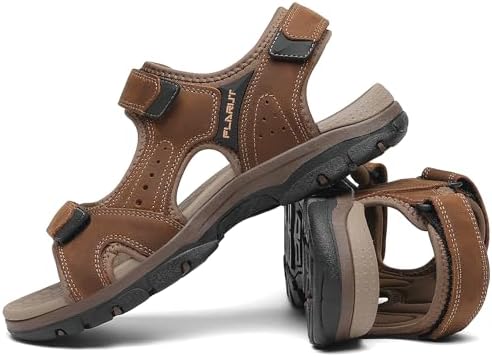 FLARUT Men's Athletic Sandals Sport Outdoor Hiking Sandals Open Toe Leather Walking Sandals Beach Water Shoes - Image 7