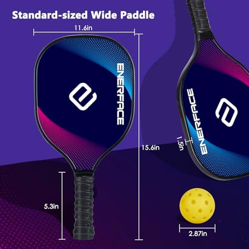 Pickleball Paddles Set of 4: Ergonomic Grip Wooden Pickleball Rackets with 4 Cooling Towels, 4 Pickleball Balls and Carry Bag, Pickleball Set for Men Women (Yellow+Green/Blue+Pink,4 Pack) - Image 6