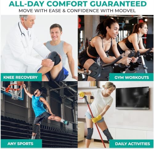 Modvel Compression Knee Brace for Women & Men - 2 Pack Knee Brace for Women Running Knee Pain, Knee Support Compression Sleeve, Workout Sports Knee Braces for Meniscus Tear ACL & Arthritis Pain Relief - Image 5