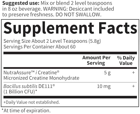 Garden of Life Creatine Monohydrate Powder for Women and Men, Micronized Pre Workout with Probiotics for Muscle, Strength, Performance, Sport Amino Energy, About 60 Easy to Mix Unflavored Servings - Image 6