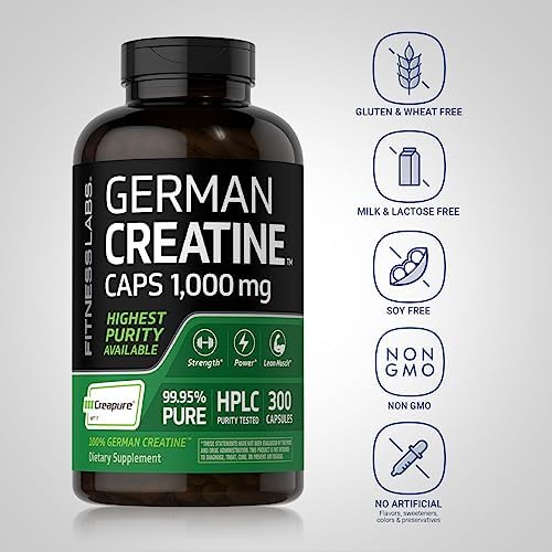 Fitness Labs German Creatine Capsules 1000mg | 300 Count | Monohydrate Fitness Supplement | Non-GMO, Gluten Free - Image 4