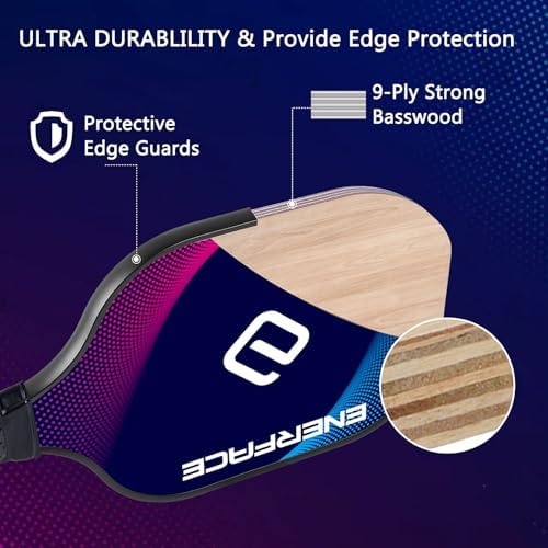 Pickleball Paddles Set of 4: Ergonomic Grip Wooden Pickleball Rackets with 4 Cooling Towels, 4 Pickleball Balls and Carry Bag, Pickleball Set for Men Women (Yellow+Green/Blue+Pink,4 Pack) - Image 4