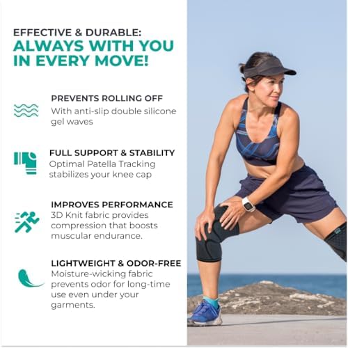 Modvel Compression Knee Brace for Women & Men - 2 Pack Knee Brace for Women Running Knee Pain, Knee Support Compression Sleeve, Workout Sports Knee Braces for Meniscus Tear ACL & Arthritis Pain Relief - Image 6