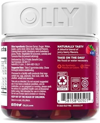 OLLY Women's Multivitamin Gummy, Vitamins A, D, C, E, Biotin, Folic Acid, Adult Chewable Vitamin, Berry Flavor, 45 Day Supply - 90 Count (Packaging May Vary) - Image 9