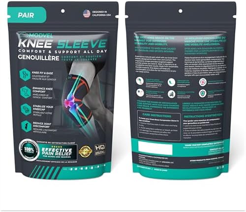 Modvel Compression Knee Brace for Women & Men - 2 Pack Knee Brace for Women Running Knee Pain, Knee Support Compression Sleeve, Workout Sports Knee Braces for Meniscus Tear ACL & Arthritis Pain Relief - Image 8