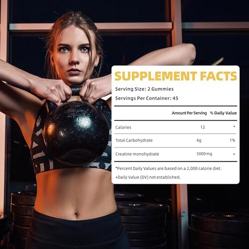 Creatine Monohydrate Gummies 5000mg for Men & Women, Chewables Creatine Monohydrate for Muscle Strength, Muscle Builder, Energy Boost, Pre-Workout Supplement(90 Count)-Pineapple Flavor - Image 3