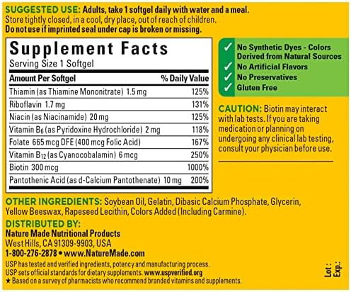 Nature Made Super B Energy Complex, Dietary Supplement for Brain Cell Function Support, 60 Softgels, 60 Day Supply - Image 7