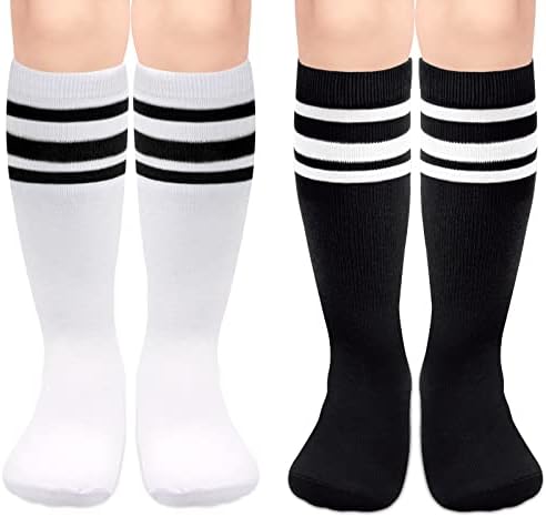 Kids Soccer Socks Toddler Soccer Socks Girls Boys Soccer Socks Kids Tube Socks with Stripes Toddler Knee High Socks - Image 2