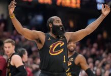 James Harden shows off playmaking as Cavs win his home debut