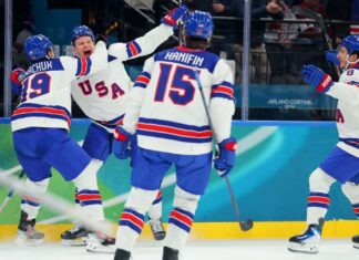 U.S. men’s hockey dominates Latvia in Olympic opener