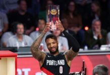 Damian Lillard recruiting Steph, Klay and Booker for 2027 3-point contest