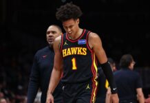 Hawks’ Jalen Johnson exits win with first-quarter hip injury