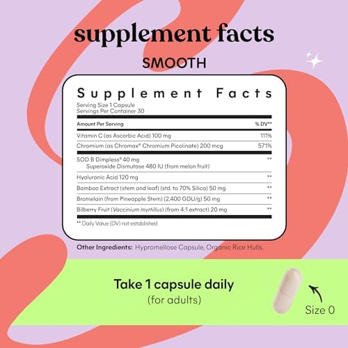 Lemme Smooth Anti Cellulite Capsules for Women, Smooth Legs & Thighs, Reduce Cellulite & Crepey Skin w/Clinically Studied SOD & Silica (1 Month Supply 30 ct) - Image 7