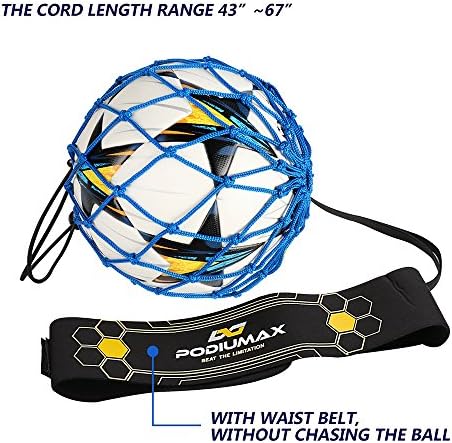 PodiuMax Hands-Free Soccer Kick/Throw Trainer, New Ball Locked Net Design, Adjustable Waist Belt & Cord Suit for All Levels (Fits Ball Size 3, 4, 5) - Image 4