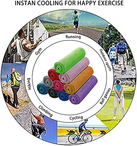 Ponpon 10pcs Cooling Towel Ice Towel Cooling Towels for Neck and Face Microfiber Cooling Towel for Gym, Travel, Yoga, Camping, Running, Outdoor Sport (10 Colors) - Image 8