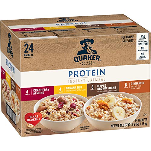 Quaker Protein Instant Oatmeal, 4 Flavor Variety Pack, 12g Protein per Serving, Whole Grains, No Artificial Flavors, No Added Colors, (24 Pack) - Image 2
