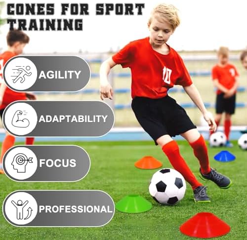 6x4FT Kids Soccer Goal for Backyard Set Portable Soccer Goal with Ball Pump and Cones Soccer Net Set of 2 Training Equipment Outdoor Sports Gift - Image 6