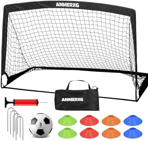 6x4FT Kids Soccer Goal for Backyard Set Portable Soccer Goal with Ball Pump and Cones Soccer Net Set of 2 Training Equipment Outdoor Sports Gift - Image 2