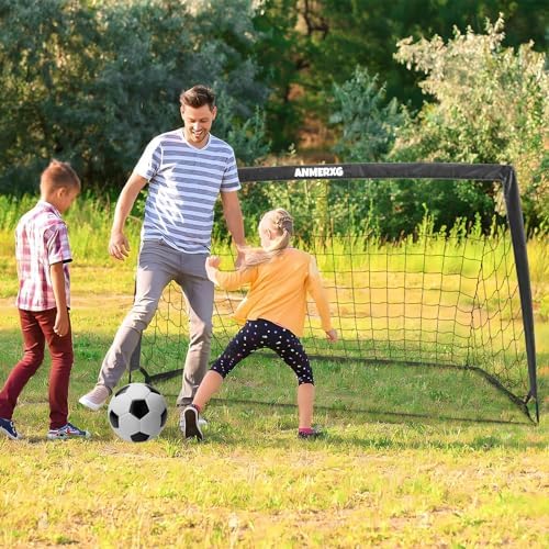 6x4FT Kids Soccer Goal for Backyard Set Portable Soccer Goal with Ball Pump and Cones Soccer Net Set of 2 Training Equipment Outdoor Sports Gift - Image 7