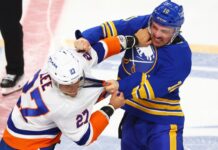Sabres’ Carrick injures left arm in fight with Islanders’ Lee