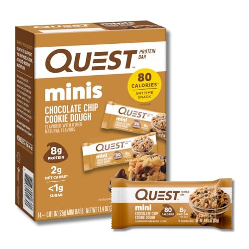 Quest Nutrition Mini Chocolate Chip Cookie Dough Protein Bars, 8g Protein, 1g Sugar, 2g Net Carbs, Gluten Free, 14 Count - Image 2