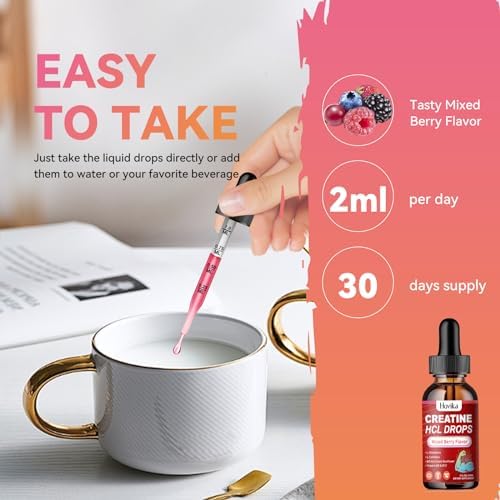 Creatine HCL Liquid Drops for Men & Women, Creatine Hydrochloride with L-Carnitine, L-Glutamine, BCAA, Vitamin B12 & B6 for Muscle Growth & Recovery-Vegan, Mixed Berry Flavor Flavor, 2 Fl Oz - Image 7