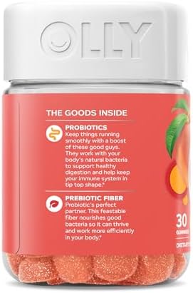 OLLY Probiotic + Prebiotic Gummy, Digestive Support and Gut Health, 500 Million CFUs, Fiber, Adult Chewable Supplement for Men and Women, Peach, 30 Day Supply - 30 Count - Image 10