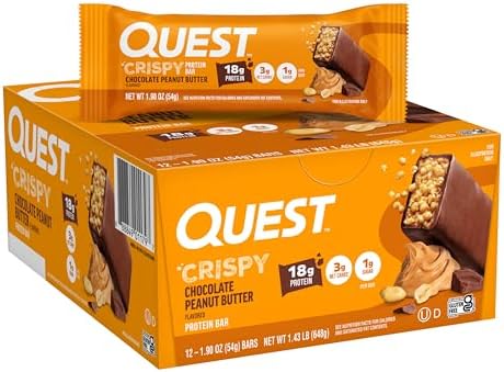 Quest Nutrition Crispy Chocolate Peanut Butter Hero Protein Bar, 18g Protein, 1g Sugar, 3g Net Carb, Gluten Free Protein Snack, Keto Friendly, 12 Count - Image 2