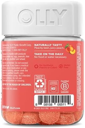 OLLY Probiotic + Prebiotic Gummy, Digestive Support and Gut Health, 500 Million CFUs, Fiber, Adult Chewable Supplement for Men and Women, Peach, 30 Day Supply - 30 Count - Image 9