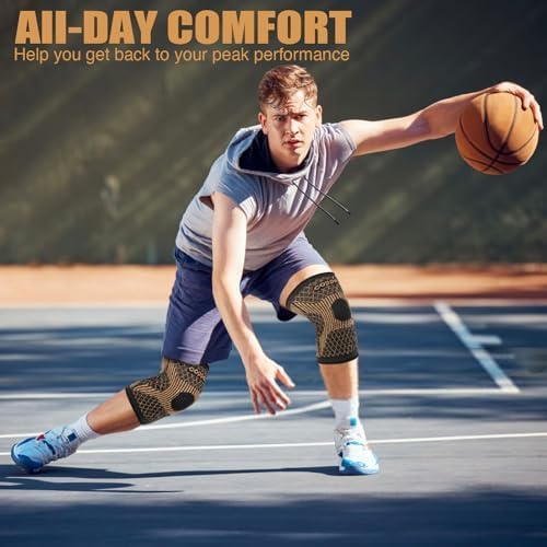 Knee Brace for Women & Men1 Pair, Copper Knee Braces for Knee Pain and Support, Copper Ions Fiber Compression Knee Sleeve for Running, Meniscus Tear, ACL, Joint Pain Relief (2, Large) - Image 5