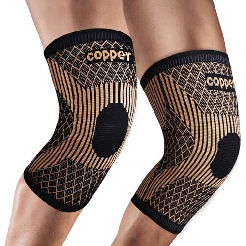 Knee Brace for Women & Men1 Pair, Copper Knee Braces for Knee Pain and Support, Copper Ions Fiber Compression Knee Sleeve for Running, Meniscus Tear, ACL, Joint Pain Relief (2, Large) - Image 2